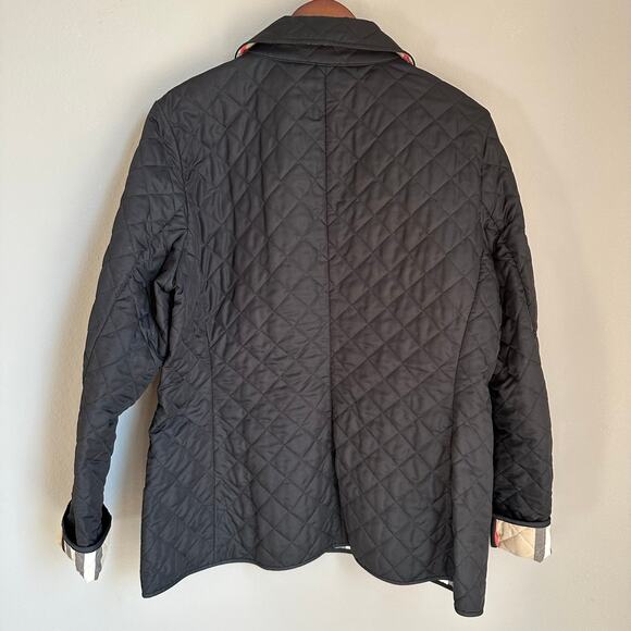 Burberry Brit Black Quilted Trench Coat Button Up Short Jacket Modern British - Picture 5 of 12